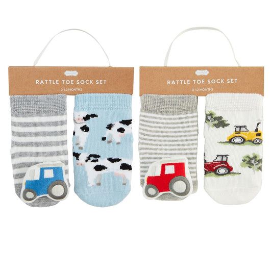 Tractor Farm Rattle Toe Socks