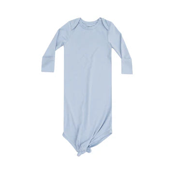 Solid Blue Knotted Gown - 0-3 mos