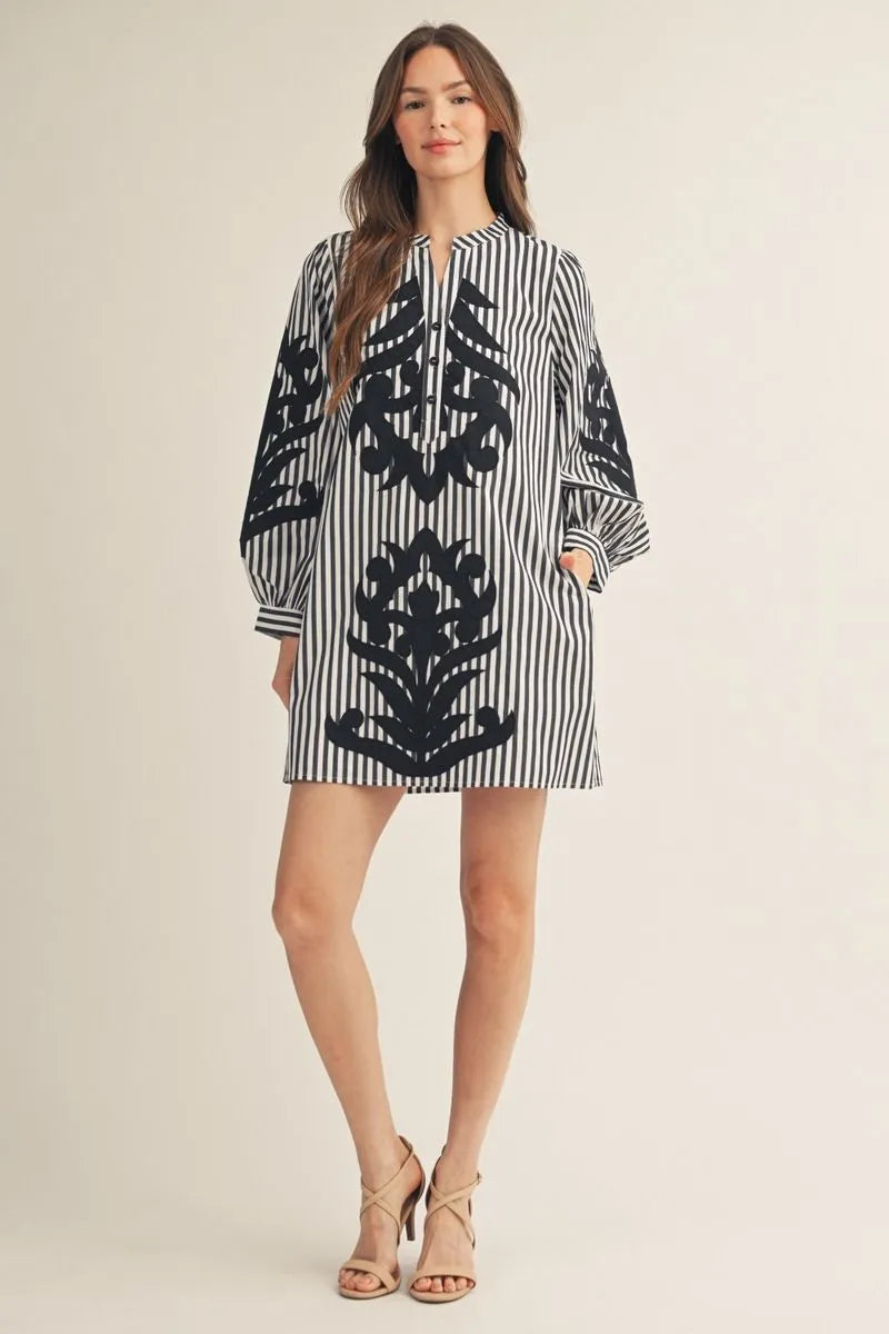 Black Striped Shift Dress