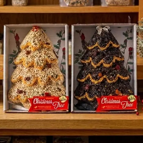 Christmas Tree Safflower Bird Treat - White Tree