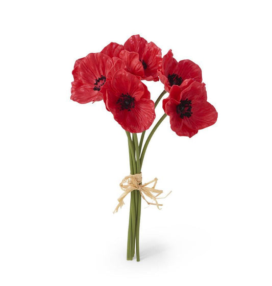 11 Inch Red Real Touch Mini Poppy Bundle (6 Stems)