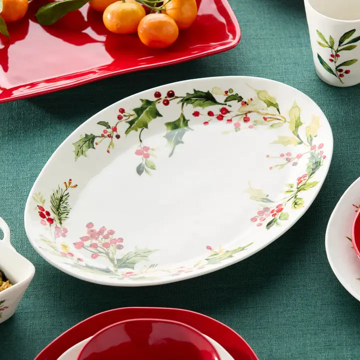 Holly and Vine Oval Platter  16x12 in