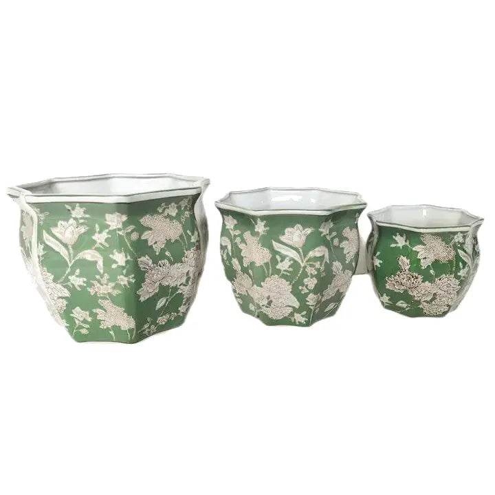 Green Chinoiserie Planter