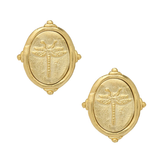Susan Shaw Handcast Gold Dragonfly Post Earrings 1423DG