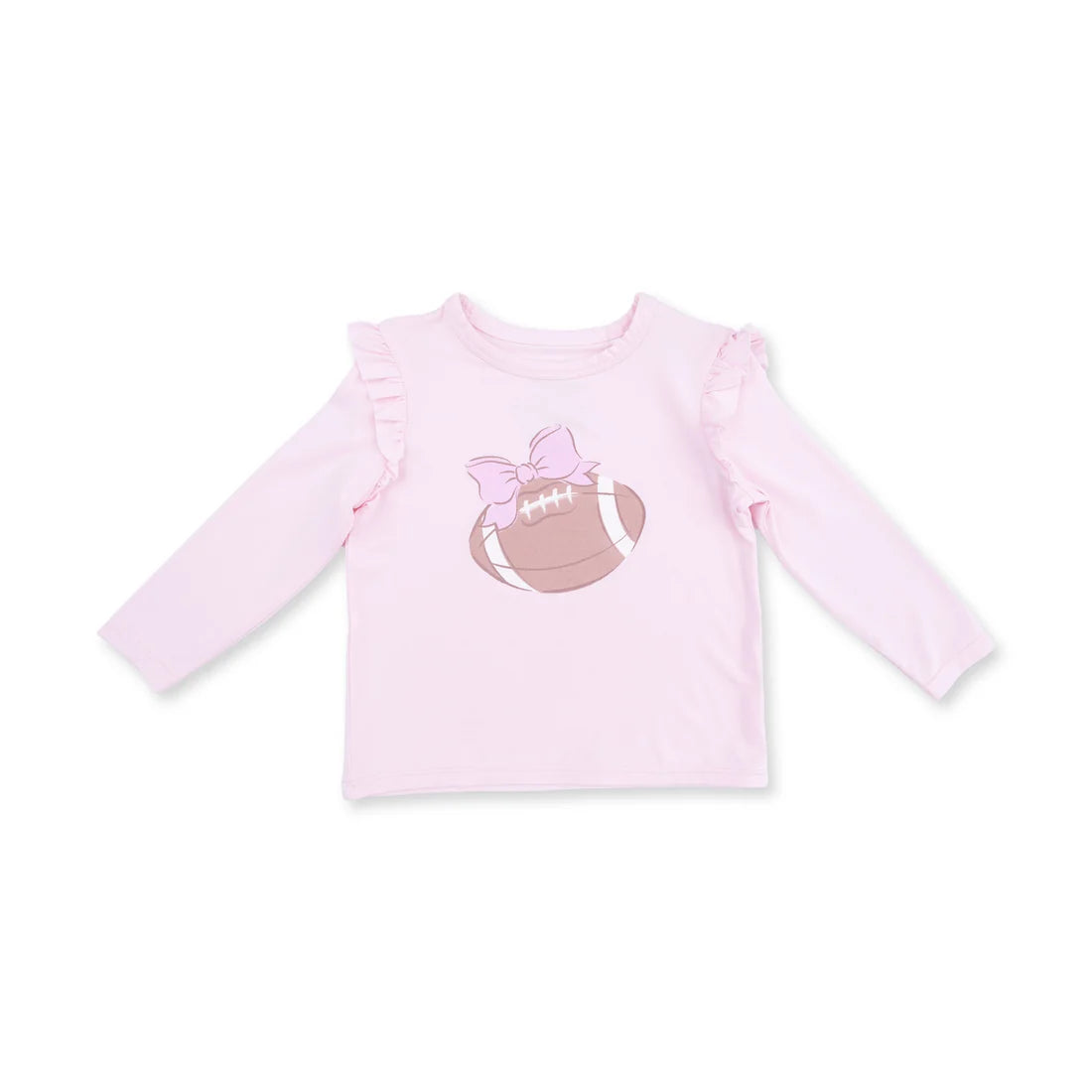 Football Helmets Pink Long Sleeve Ruffle Tee Football
