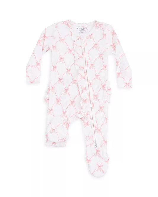 Ribbon Bow Trelils 2 way Ruffle Zipper Newborn