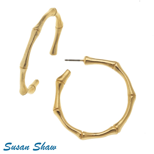Susan Shaw Gold Bamboo Hoop Earrings 1489G