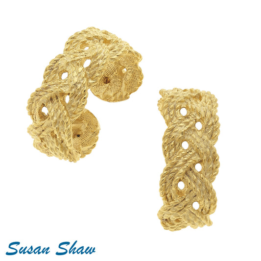 Susan Shaw Gold Braided Rope Hoop Earrings 1493G