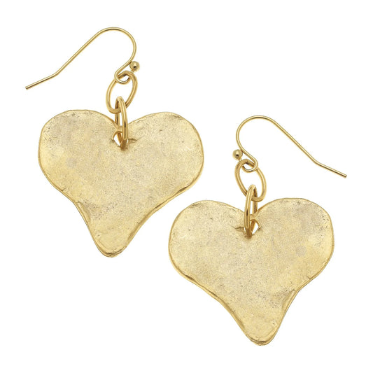 Susan Shaw Handcast Gold Medium Heart Earrings 1510HG