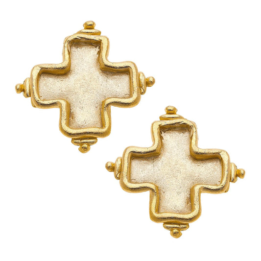 Susan Shaw Handcast Gold Cross Post Earring 1511G