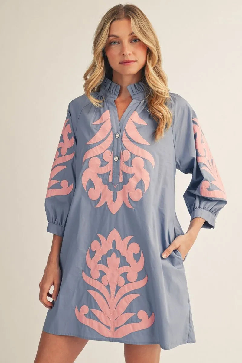 Baroque Floral Mini Dress