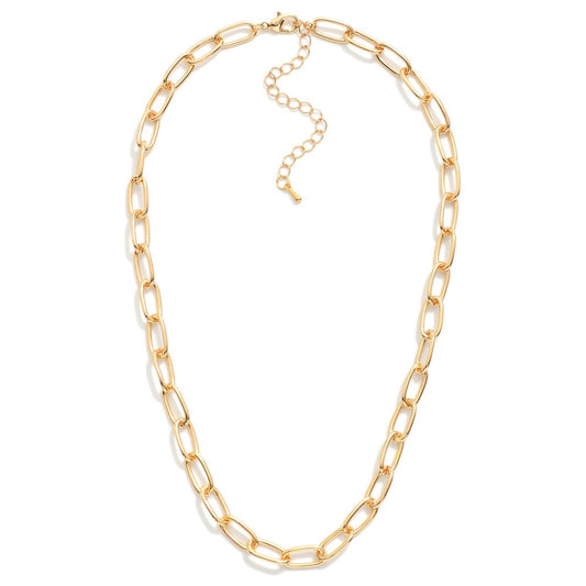 Paperclip Chain Link Necklace Gold