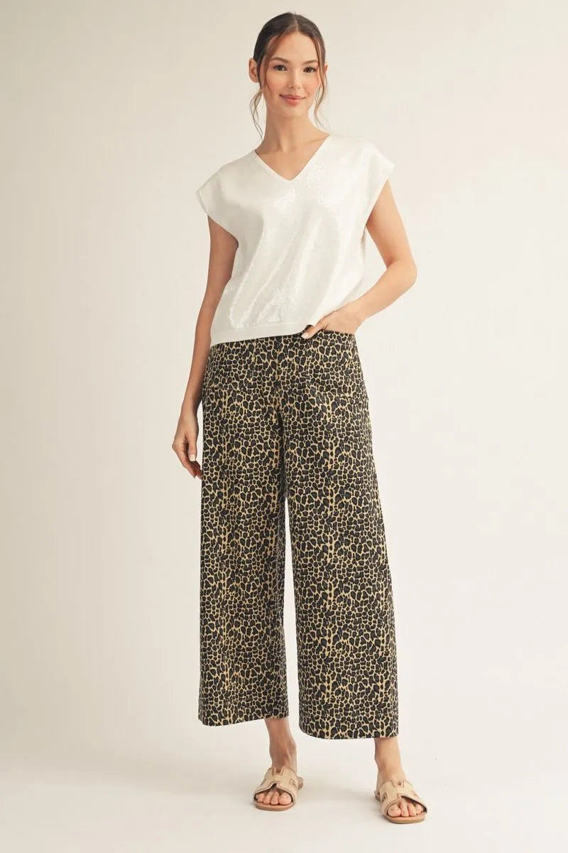 Leopard Pants w/Wide Leg