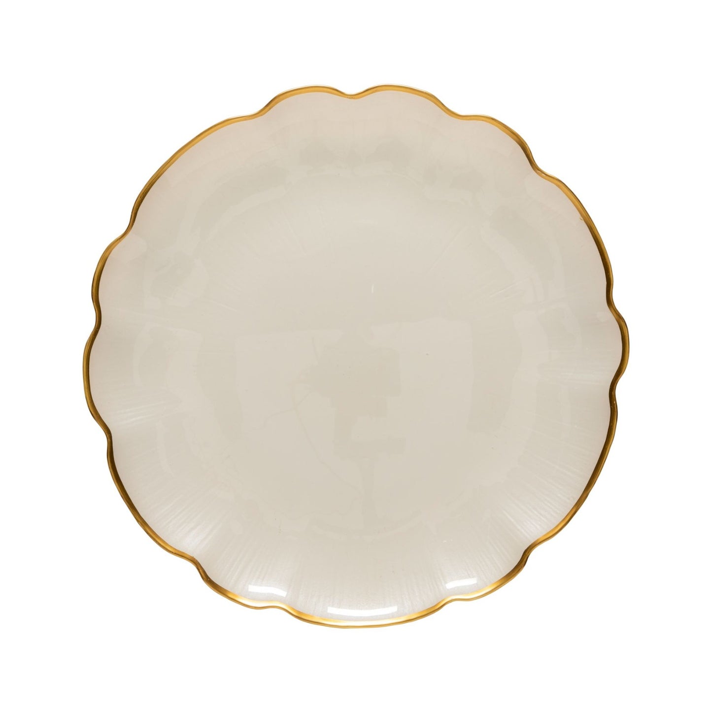 Scalloped Gold Band White Charger Francesca