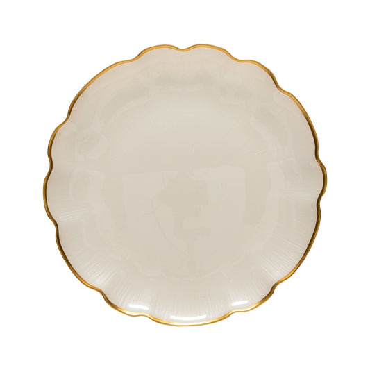 Scalloped Gold Band White Charger Francesca