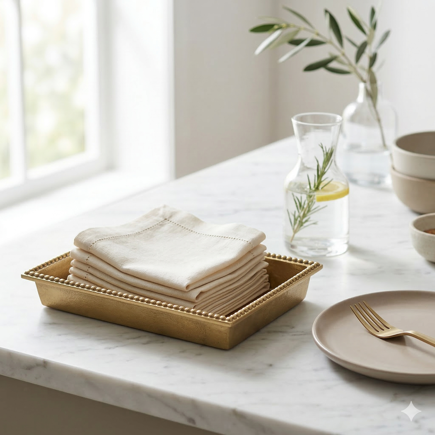 Gilded Dinner Napkin Box, 6