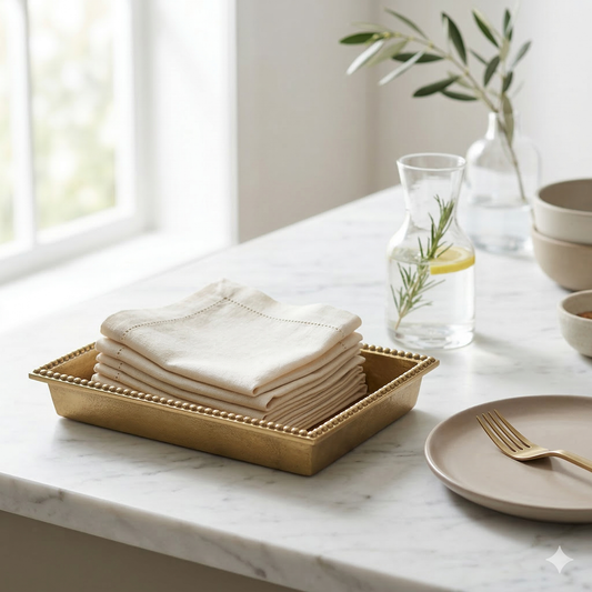 Gilded Dinner Napkin Box, Buffet Size