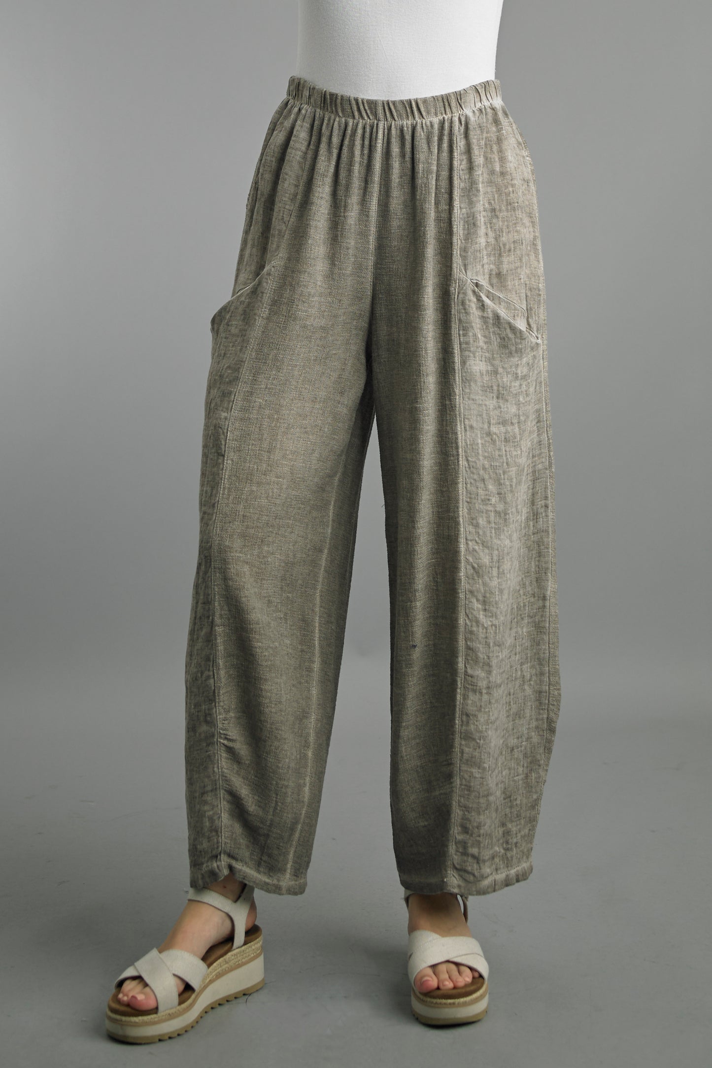Tempo Paris Linen Taupe Balloon Pants
