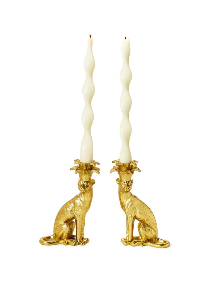 Gold Leopard Taper Candlestick
