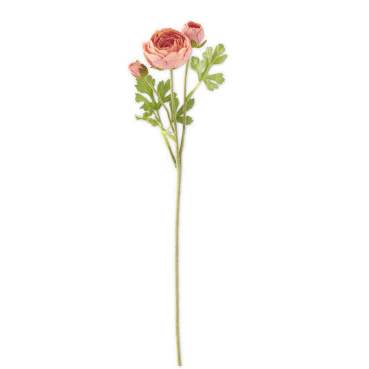 21 inch Coral Real Touch 3 Head Ranunculus Stem