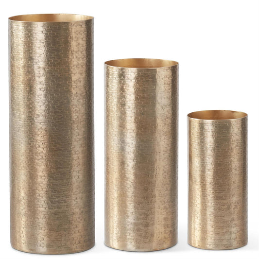 Antiqued Gold Cylinder Vases