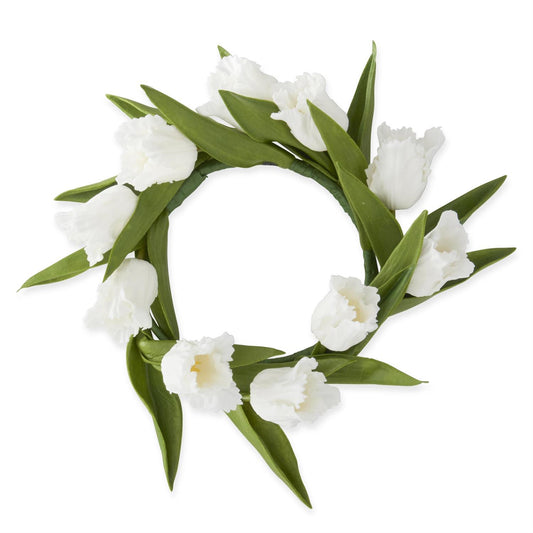 10 inch white Real Touch Parrot Tulip Candle Ring