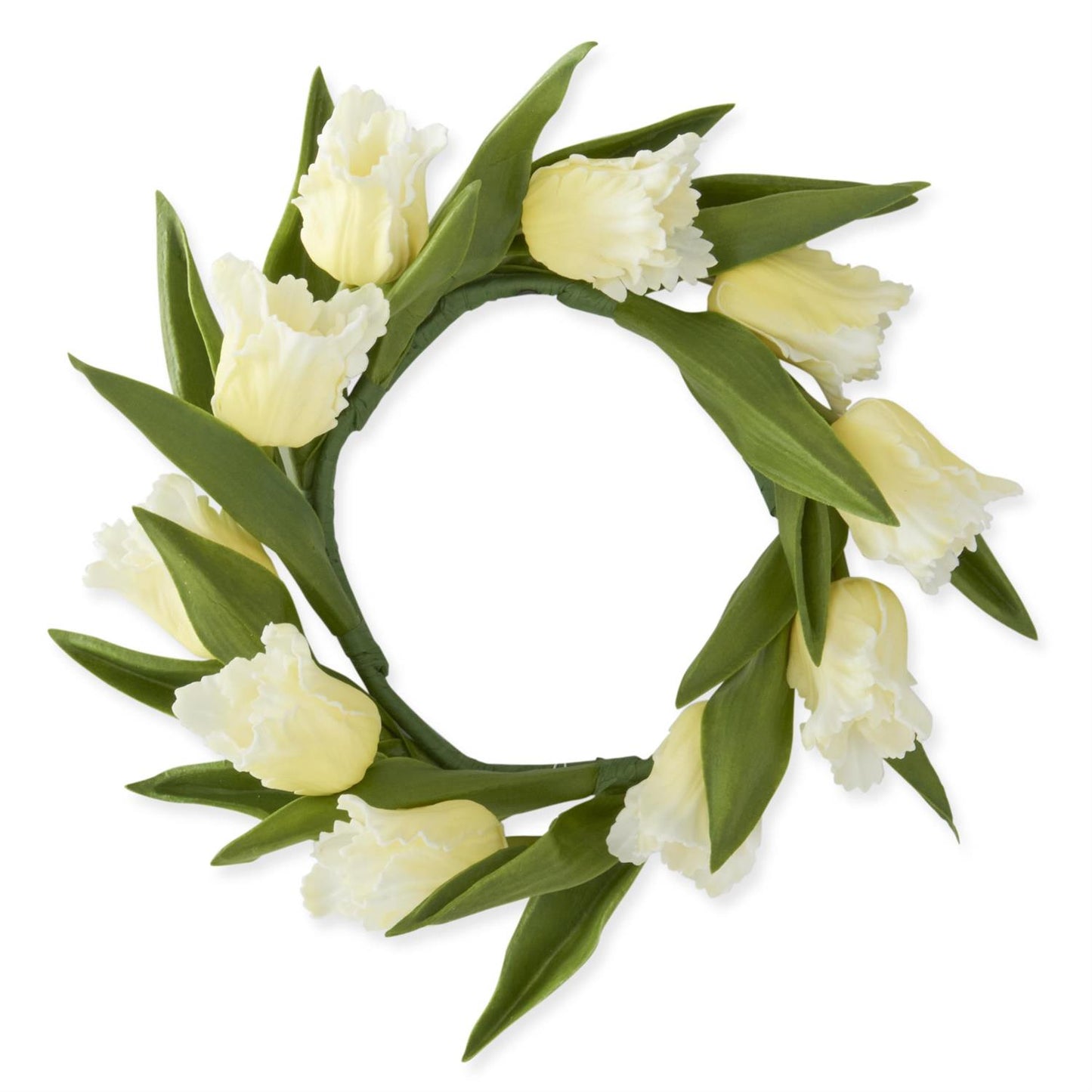 10 inch Yellow Real Touch Parrot Tulip Candle Ring