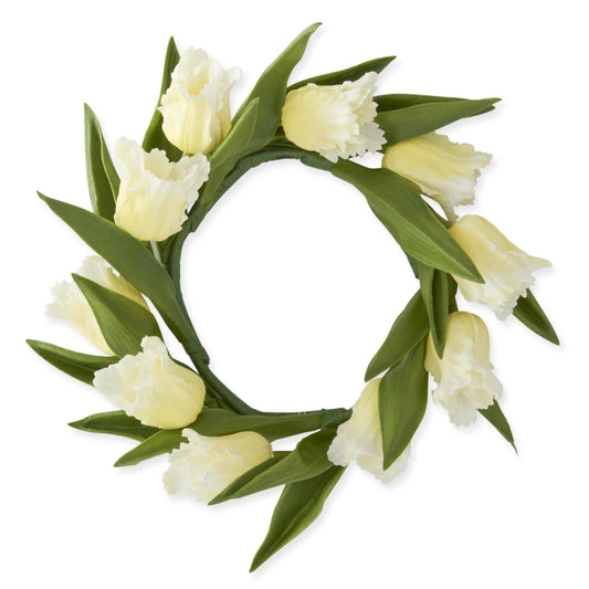 10 inch Yellow Real Touch Parrot Tulip Candle Ring