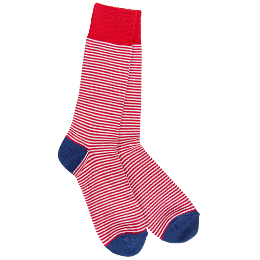World's Softest Socks Crimson Metro Stripe Crew Socks