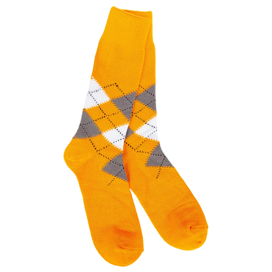 Orange Metro Argyle Crew Socks