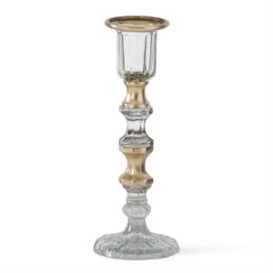 Gold Gilded Clear Pressed Glass Taper