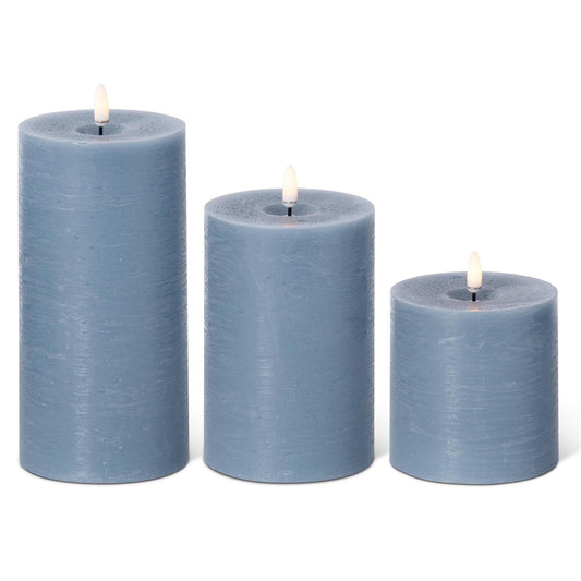 Light Blue On/Off Touch LED Pillar Candle - 4 inch diameter