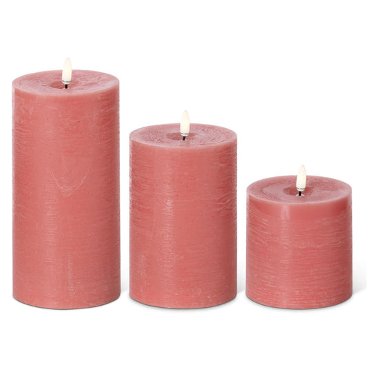Pink ON/OFF Touch LED Pillar Candles w/Timers 4 inch Diameter