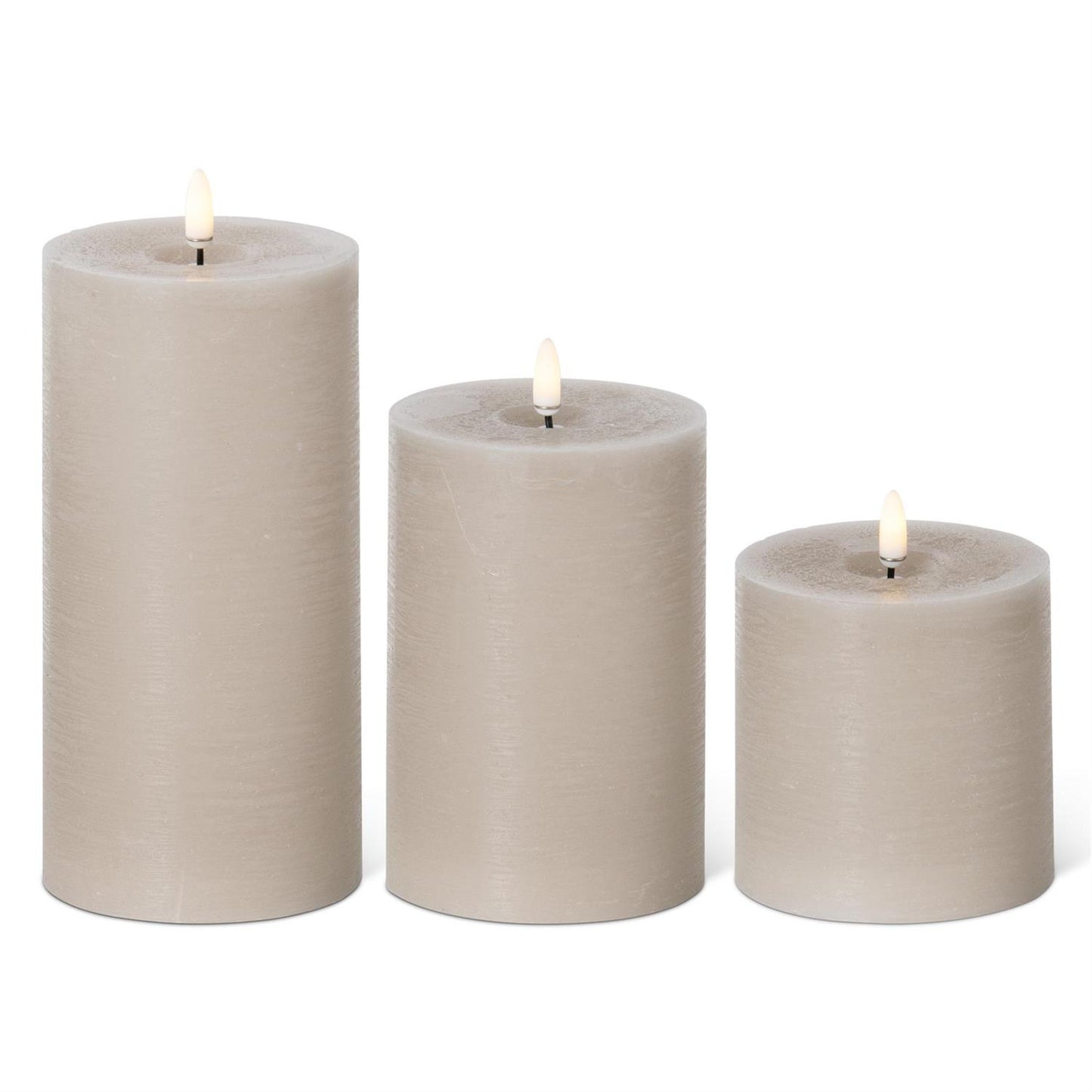 Taupe on/Off Touch LED Pillar Candles  4 inch diameter