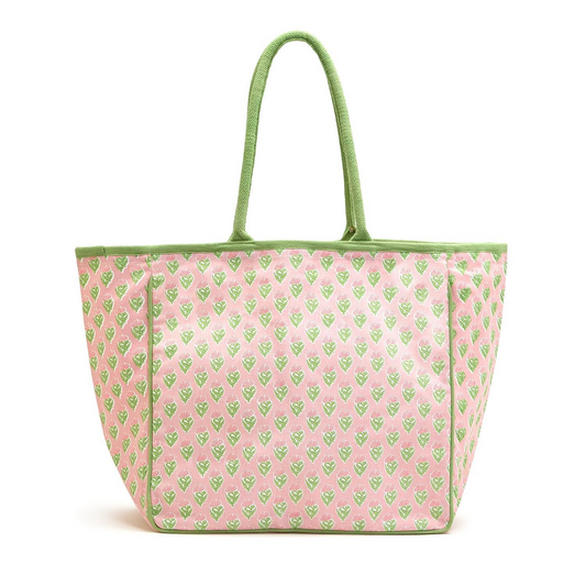 Floral Block Printed Tote Bag