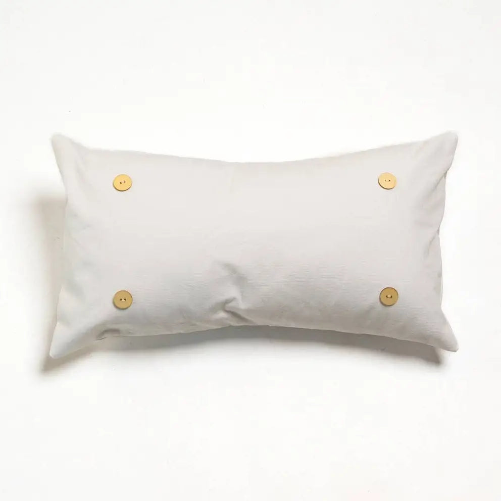 White Washed Cotton Button Pillow Lumbar w/Pillow Swap