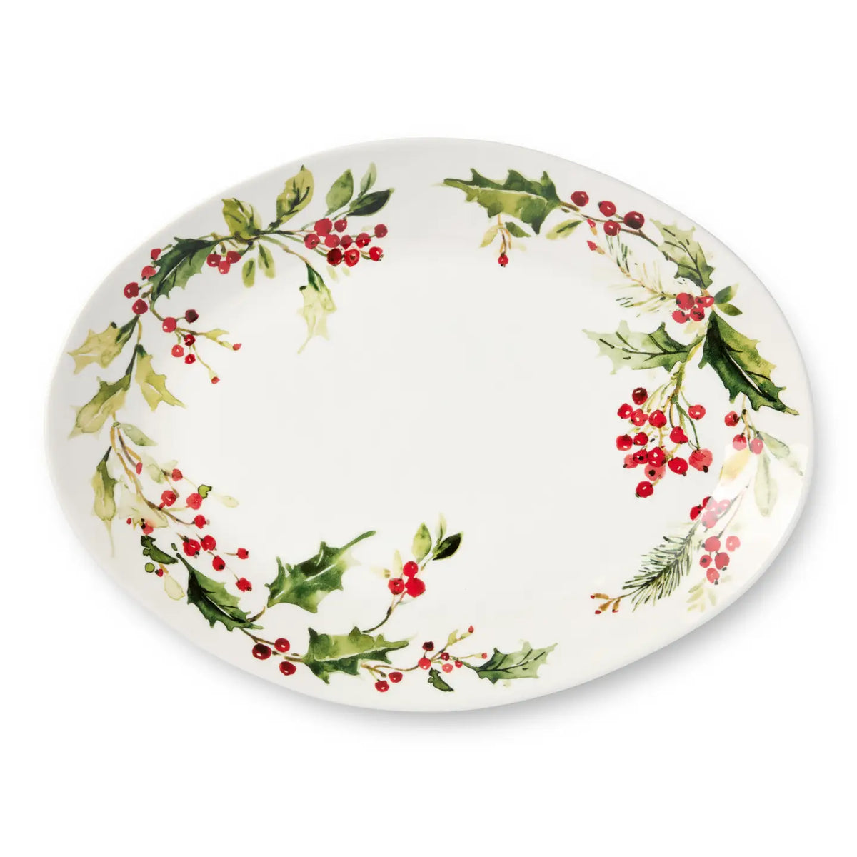 Holly and Vine Oval Platter  16x12 in