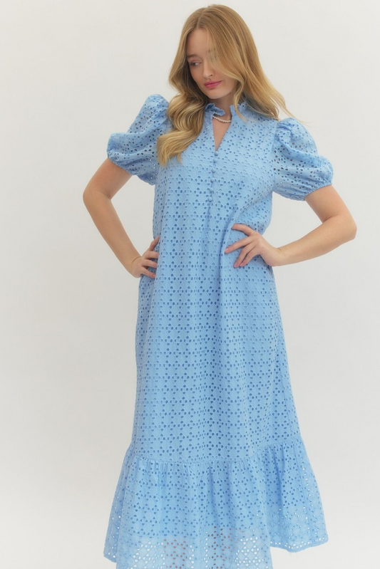 Beauty Blue Eyelet Dress