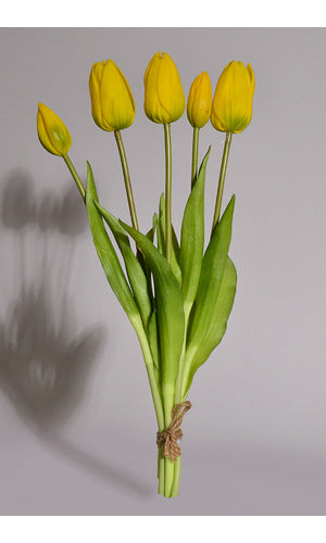 15 inch Yellow Real Touch Tulip Bud & Bloom Bundle