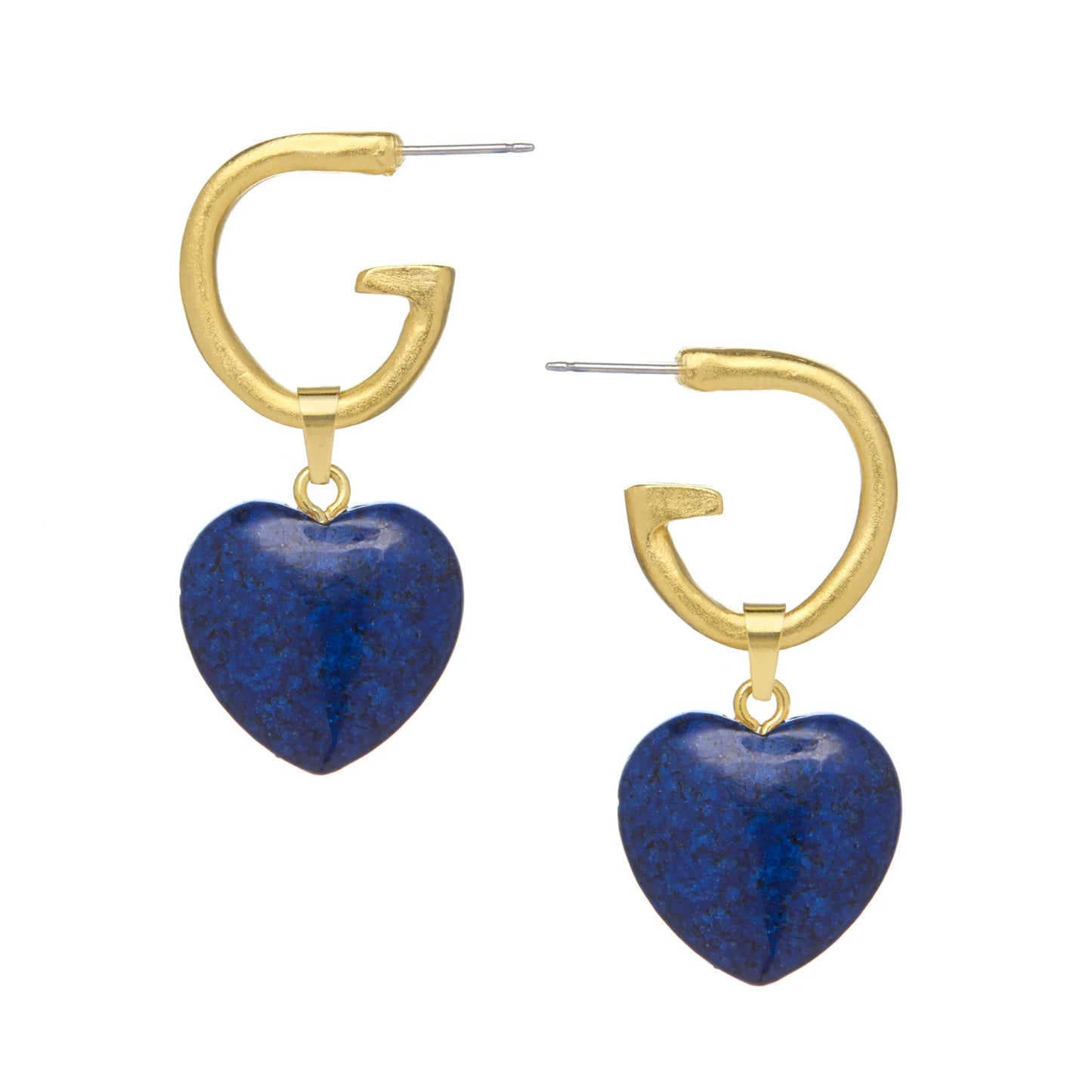 Susan Shaw Gigi Blue Lapis Heart Earrings 1054BL