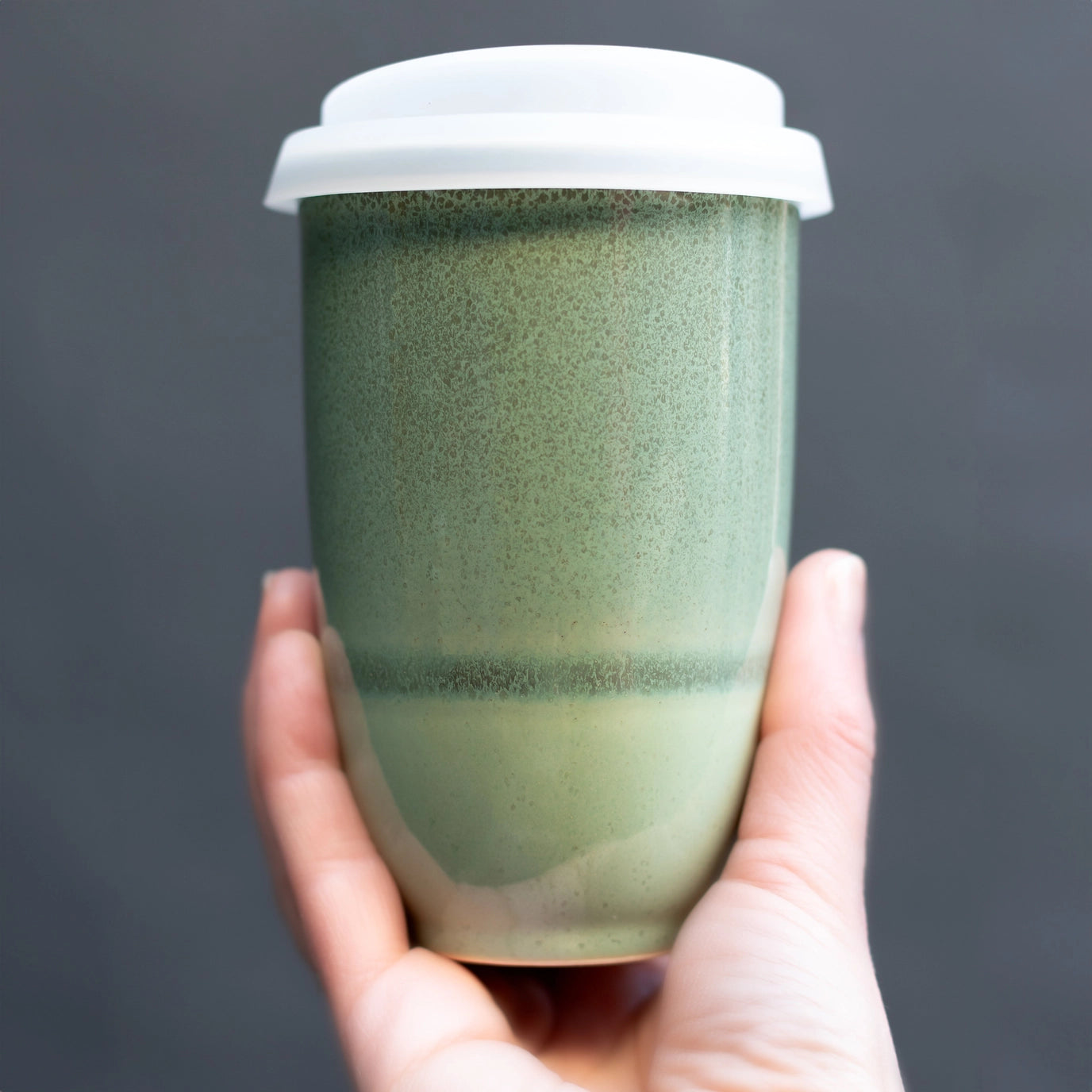 Green Ceramic Travel Mug 12 oz
