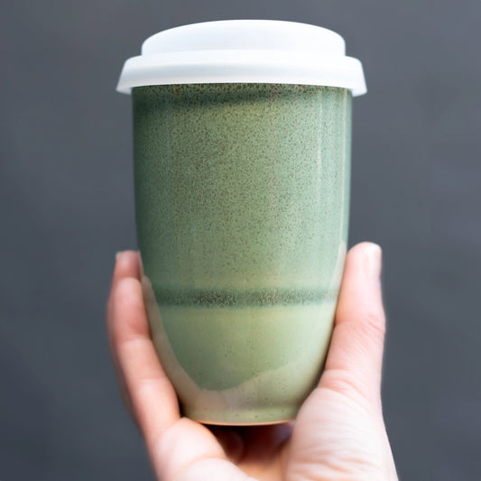 Green Ceramic Travel Mug 12 oz
