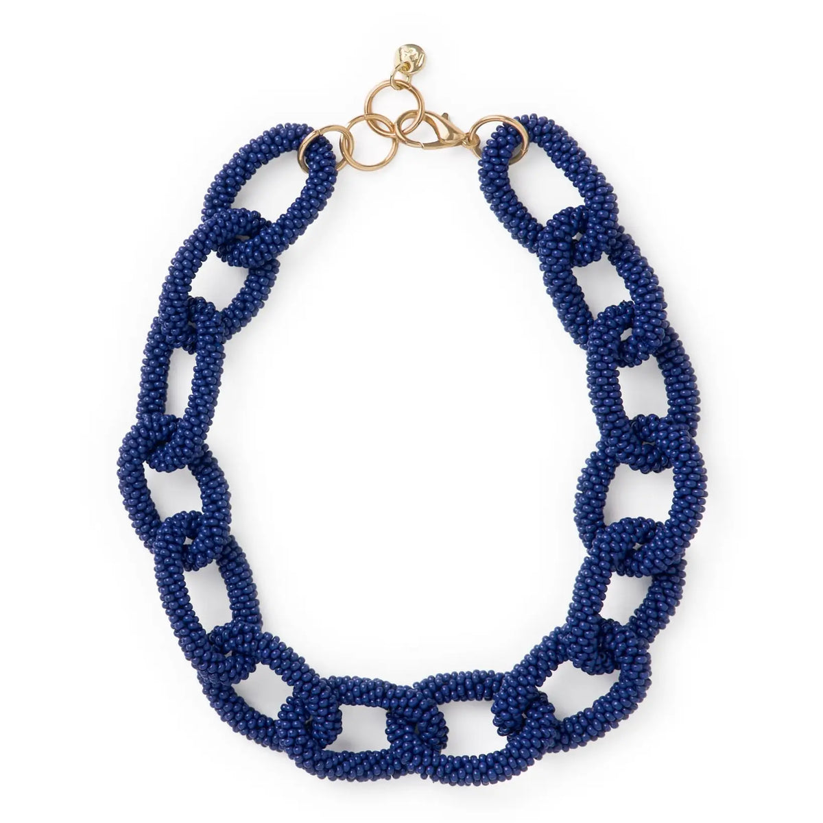 Jenna Chain Link Beaded Necklace Navy