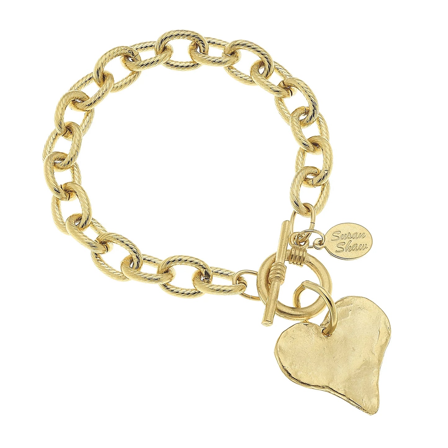 Susan Shaw Handcast Gold Heart Toggle Bracelet 2510HG