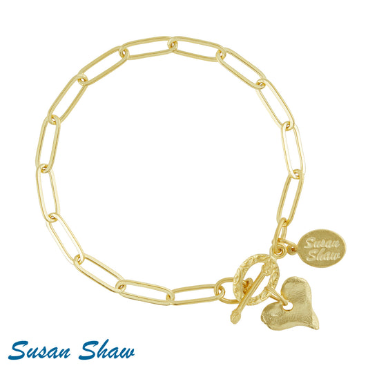 Susan Shaw Heart paperclip Bracelet 2695H