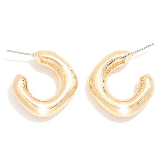 Simple Huggie Hoop Earrings Gold