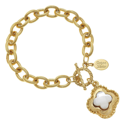 Susan Shaw Camellia Clover Toggle Bracelet 2792W