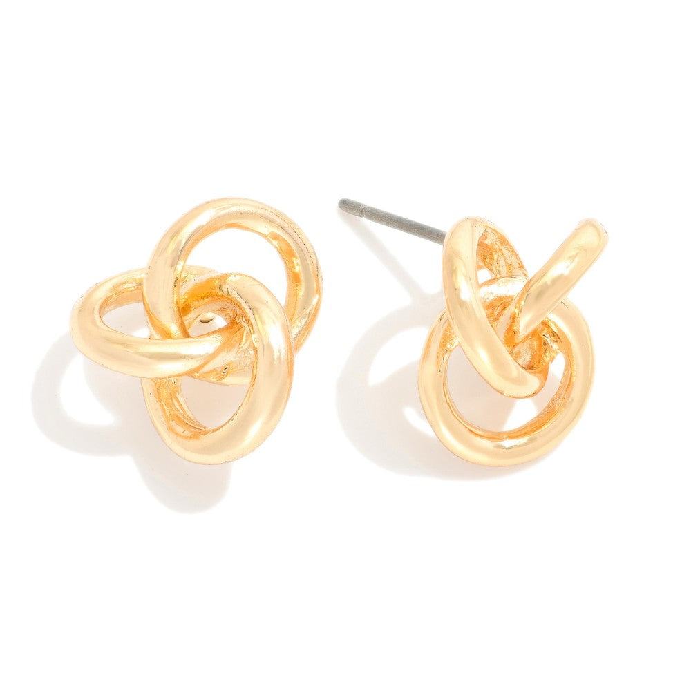 Metal Tone Knotted Stud Earrings