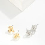 Metal Tone Knotted Stud Earrings