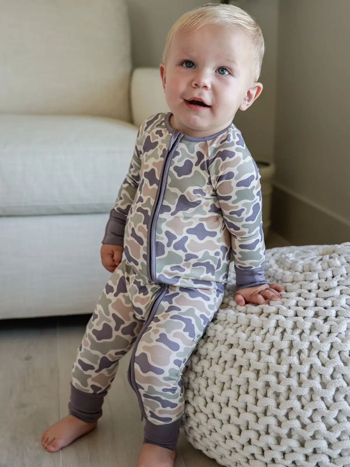 Convertible Bamboo Zip Romper | Camo Cutie